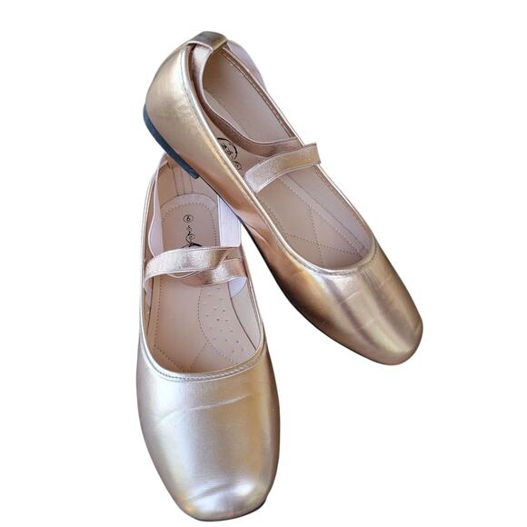 SOLE MATES Gold Metallic Ballerina Flats Size 9 - Picture 5 of 16